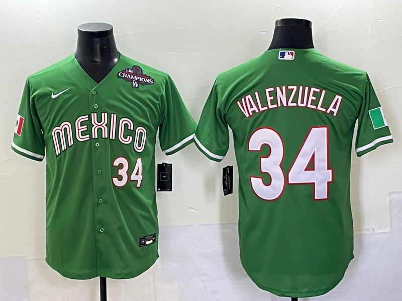 Men 2025 Los Angeles Dodgers #34 Valenzuela green Nike MLB Jersey style 3